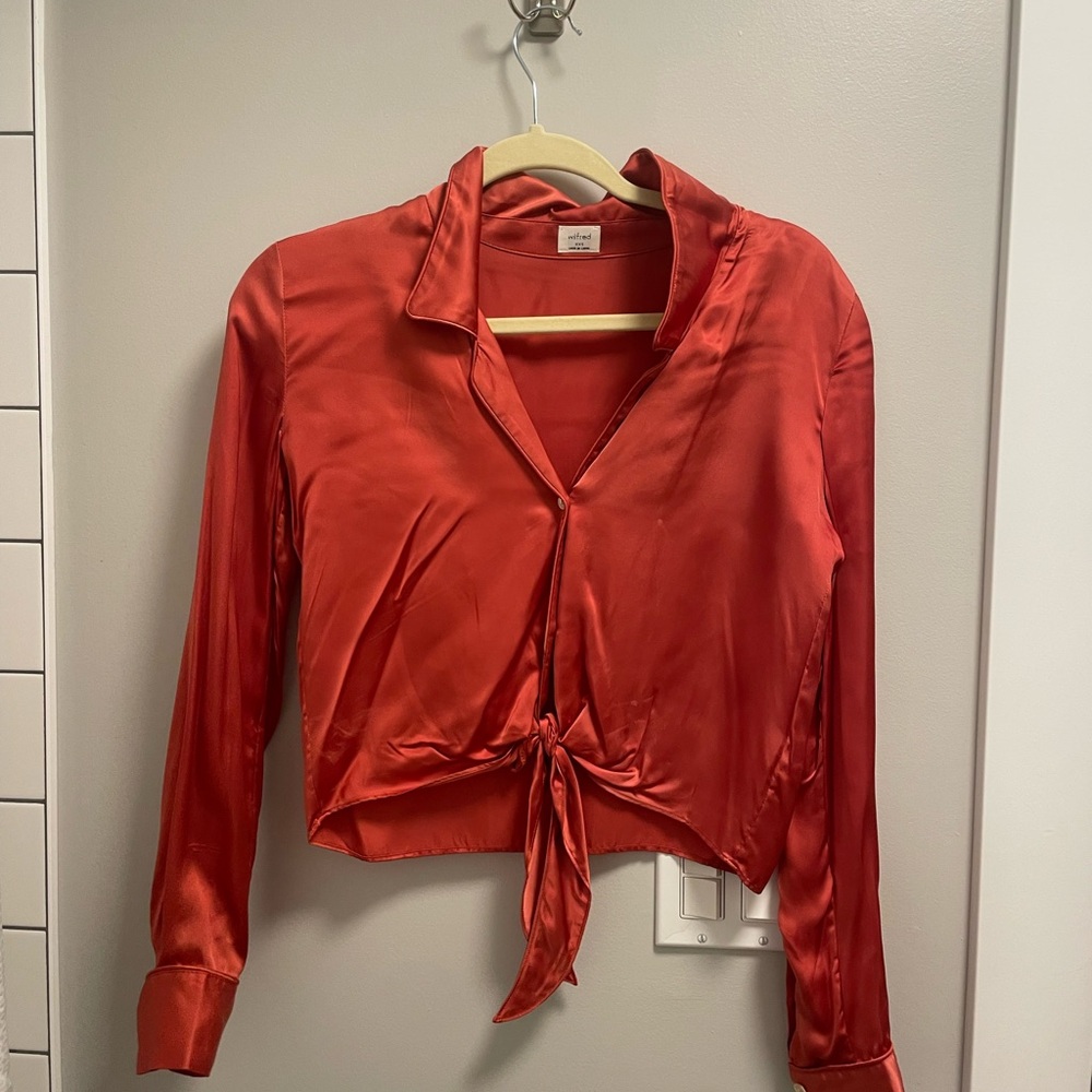 Wilfred Burnt orange Crop Tie Front Blouse
